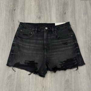 American Eagle Outfitters Highest Rise Black Distressed Boyfriend Jean Shorts